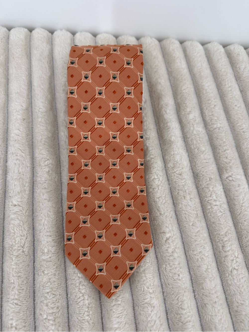 Ermenegildo Zegna Orange Geometric Men’s Tie